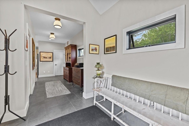 27 Hidden View Rd, Underhill, VT 05489 - hall with baseboards and dark tile patterned floors
