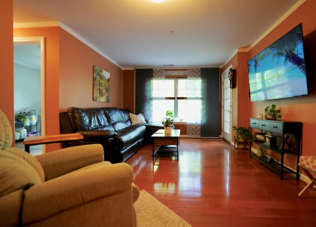 89 Eastern Ave Unit 306, Manchester, NH 03104 - living room with ornamental molding and wood finished floors