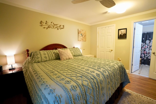 89 Eastern Ave Unit 306, Manchester, NH 03104 - bedroom featuring wood finished floors, crown molding, and ceiling fan