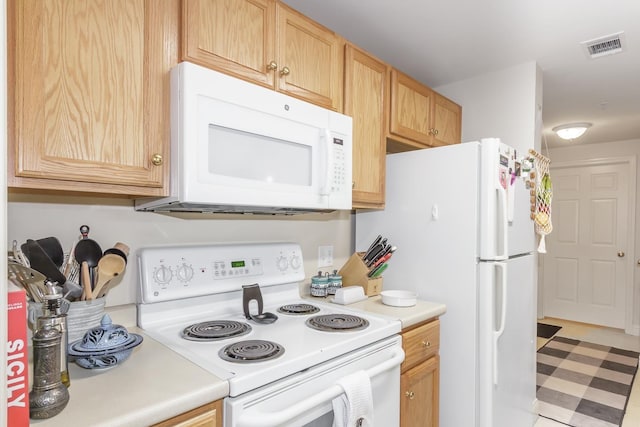 4 Crestview Cir Unit 106, Londonderry, NH 03053 - kitchen featuring white appliances, light countertops, and light brown cabinets
