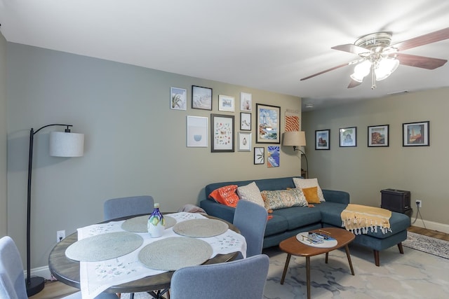 4 Crestview Cir Unit 106, Londonderry, NH 03053 - dining space featuring ceiling fan and light wood-style floors