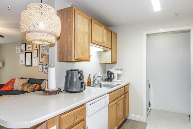 4 Crestview Cir Unit 106, Londonderry, NH 03053 - kitchen with dishwasher, light countertops, open floor plan, light floors, and a peninsula