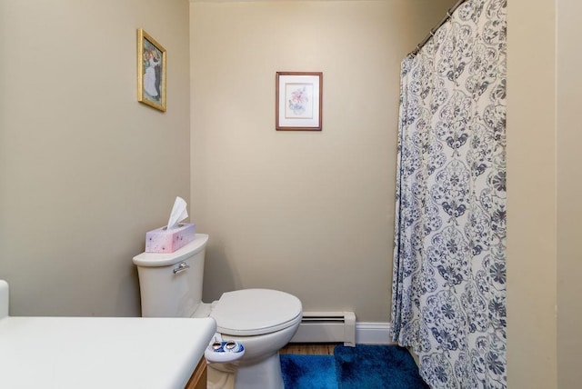 36 Circle Dr # 3, Ashland, NH 03217 - full bath featuring a baseboard heating unit, vanity, and a shower with curtain