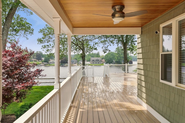 9 Blake Rd, Salem, NH 03079 - wooden terrace featuring a water view and ceiling fan