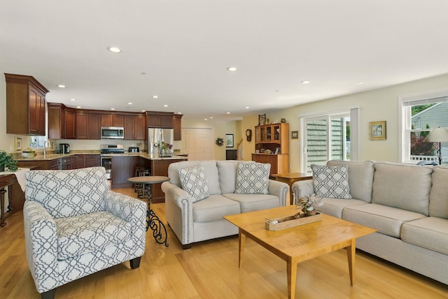 9 Blake Rd, Salem, NH 03079 - living area with light wood-style flooring and recessed lighting