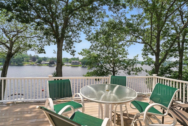 9 Blake Rd, Salem, NH 03079 - wooden terrace featuring a water view and outdoor dining area