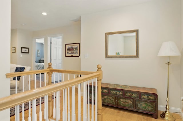 9 Blake Rd, Salem, NH 03079 - hallway featuring an upstairs landing, wood finished floors, and recessed lighting