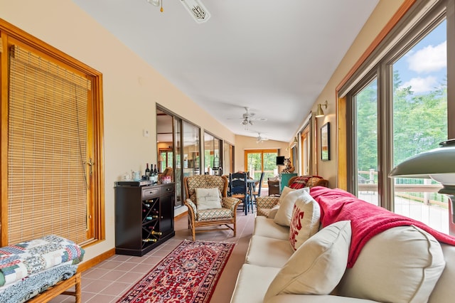 48 Merriman Forest Rd, Bartlett, NH 03812 - living room with a ceiling fan and tile patterned flooring