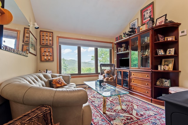 48 Merriman Forest Rd, Bartlett, NH 03812 - living room with lofted ceiling and wood finished floors