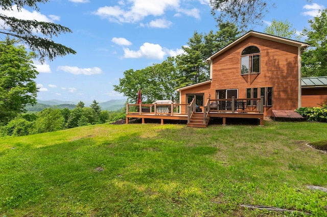 48 Merriman Forest Rd, Bartlett, NH 03812 - back of house featuring a lawn and a deck with mountain view
