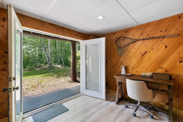 59 Ossipee Mountain Rd, Ossipee, NH 03814 - home office featuring wood finished floors and wood walls