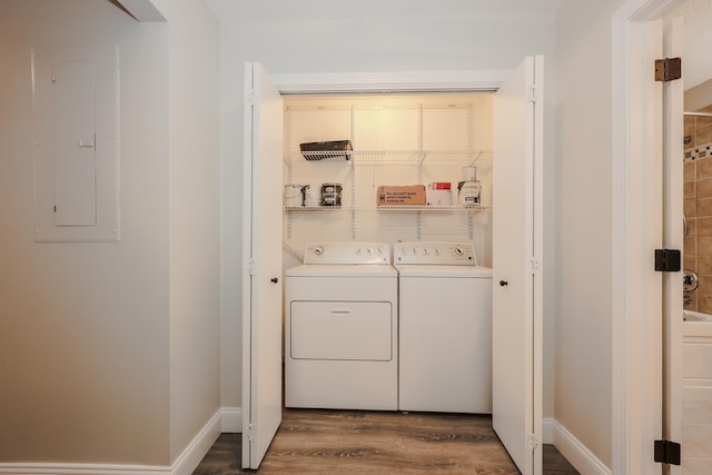 120 Fisherville Rd Unit 8, Concord, NH 03303 - laundry room with independent washer and dryer, electric panel, and wood finished floors
