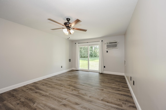 120 Fisherville Rd Unit 8, Concord, NH 03303 - unfurnished room with a wall mounted AC, a ceiling fan, and wood finished floors