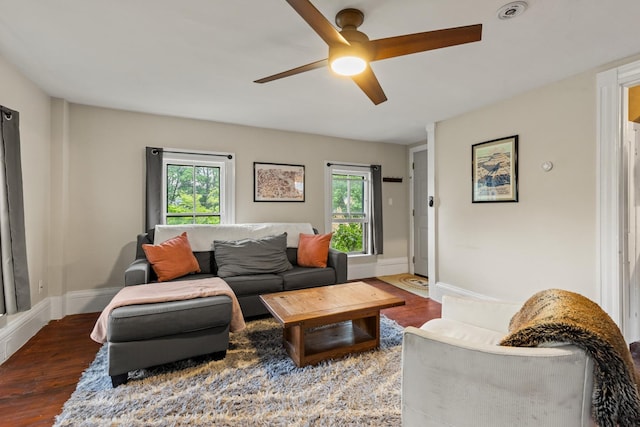 163B Locust St, Dover, NH 03820 - living room with wood finished floors, healthy amount of natural light, and a ceiling fan