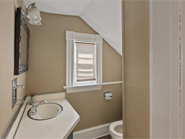 159 Loomis St, Burlington, VT 05401 - bathroom featuring vaulted ceiling and vanity
