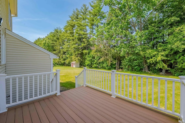 20 Brenda Ln, Rochester, NH 03867 - wooden deck with a storage unit and a yard