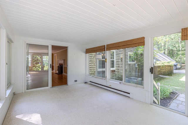 4 Spaulding St, Concord, NH 03301 - unfurnished sunroom featuring a baseboard heating unit, plenty of natural light, and wood ceiling