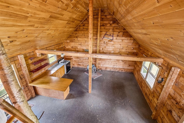 28 New Brighton Hill Rd, Tunbridge, VT 05077 - additional living space with wood walls, lofted ceiling, and wooden ceiling