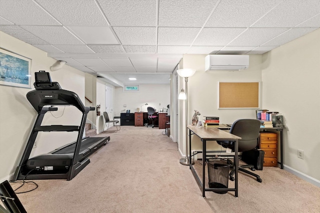 13 Judith Dr, Concord, NH 03301 - workout room featuring a wall mounted AC, carpet, and a drop ceiling