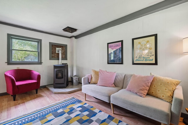 103 Potash Hill Rd, Tunbridge, VT 05077 - living room with a wood stove and wood finished floors