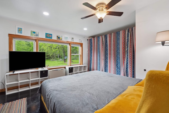 103 Potash Hill Rd, Tunbridge, VT 05077 - bedroom featuring recessed lighting, finished concrete flooring, and ceiling fan