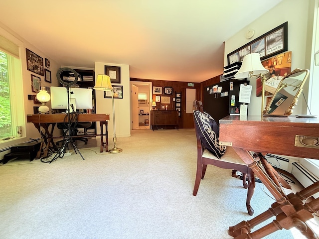 789 Hammond Hill Rd, West Windsor, VT 05089 - carpeted home office featuring a baseboard heating unit
