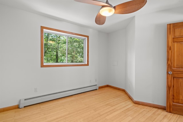12 Cornwall Pl, Farmington, NH 03835 - spare room featuring a baseboard heating unit, light wood-type flooring, and ceiling fan