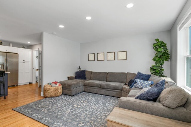 34 Leonard St, Rochester, NH 03867 - living room featuring light wood finished floors and recessed lighting