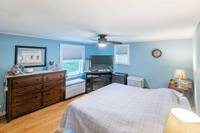 1307 Lime Kiln Rd, Haverhill, NH 03780 - bedroom with ornamental molding, wood finished floors, and ceiling fan