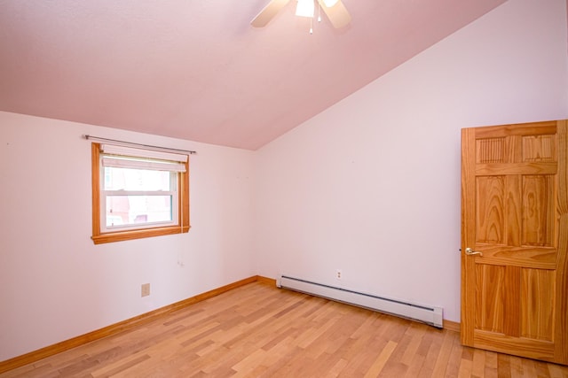 98 Rowell Rd, Lancaster, NH 03584 - bonus room with a baseboard heating unit, lofted ceiling, light wood-style flooring, and ceiling fan