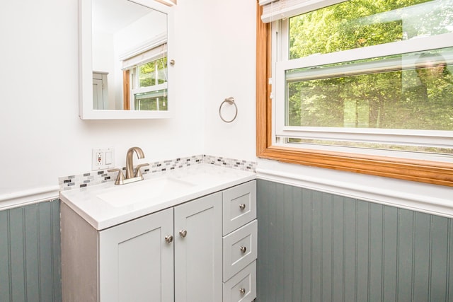 98 Rowell Rd, Lancaster, NH 03584 - bathroom with a wainscoted wall and vanity