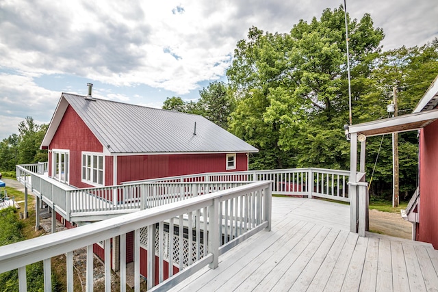 98 Rowell Rd, Lancaster, NH 03584 - wooden terrace featuring view of wooded area