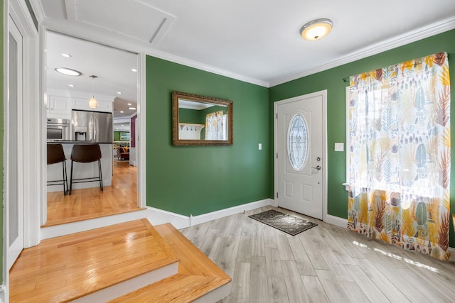 397 Strafford Rd, Strafford, NH 03844 - foyer with light wood-style floors and crown molding