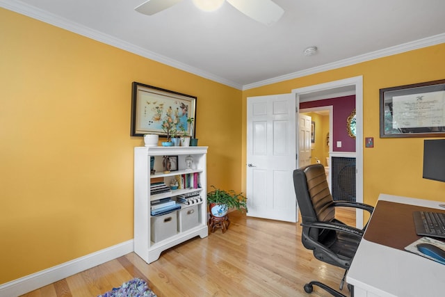 397 Strafford Rd, Strafford, NH 03844 - office space with ornamental molding, light wood-style flooring, and ceiling fan