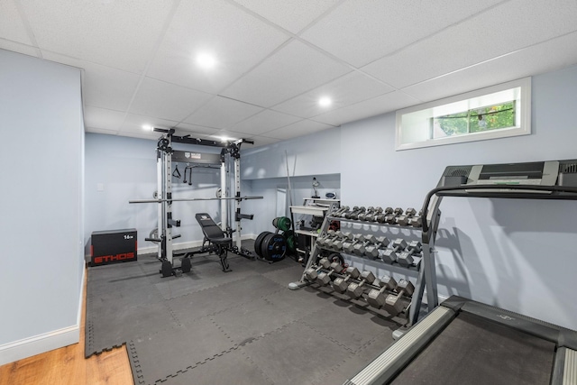 397 Strafford Rd, Strafford, NH 03844 - exercise area featuring baseboards and a drop ceiling