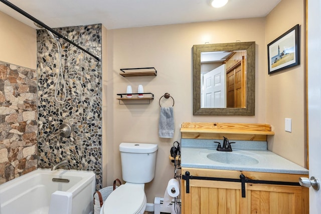76 Cunningham Pond Rd, Peterborough, NH 03458 - full bath with a baseboard radiator, vanity, and shower / bath combo
