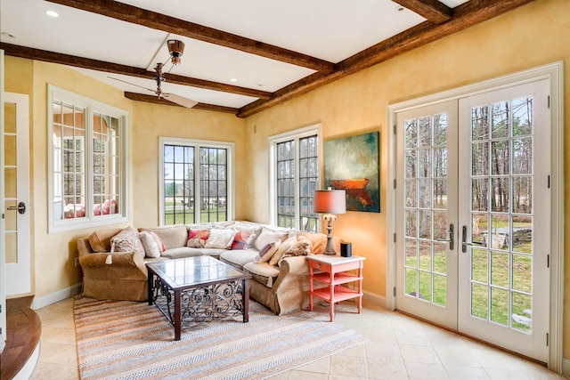 44 Buker Way, New London, NH 03257 - sunroom / solarium with french doors and beamed ceiling
