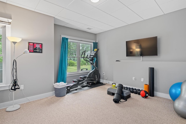 74 Childs Dr, Dover, NH 03820 - exercise area with carpet floors and a paneled ceiling