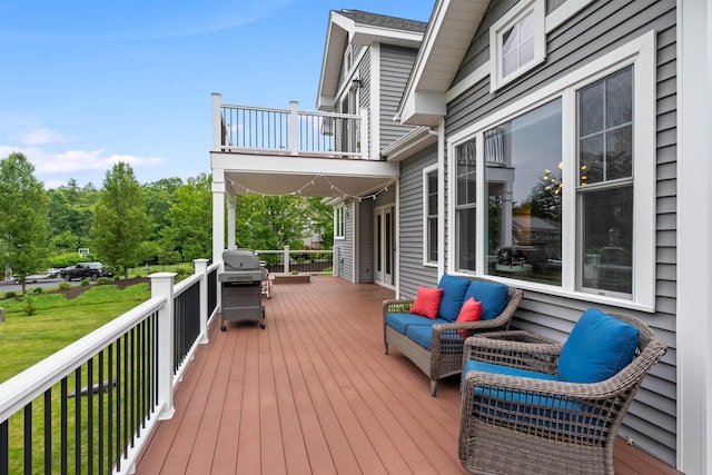 74 Childs Dr, Dover, NH 03820 - wooden terrace with a grill and a yard