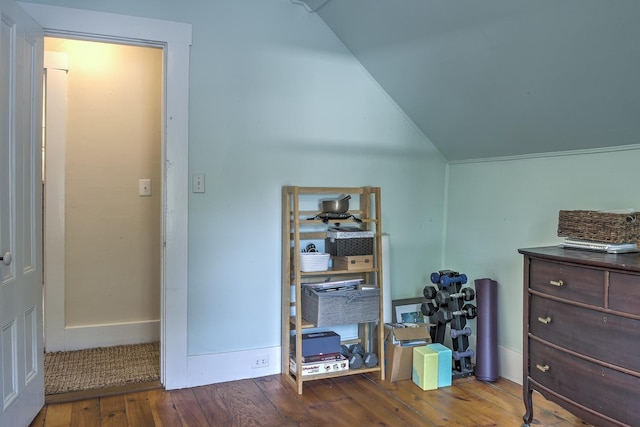 67 Pine Ave, Keene, NH 03431 - bedroom with vaulted ceiling and wood finished floors