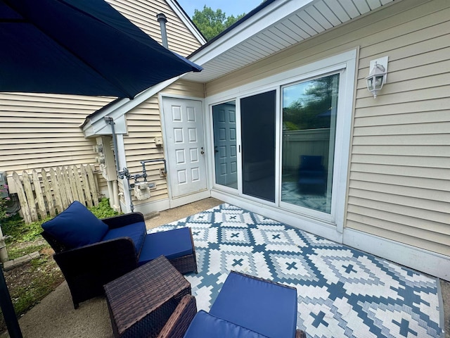 68 Franklin Hts, Rochester, NH 03867 - view of patio featuring an outdoor hangout area