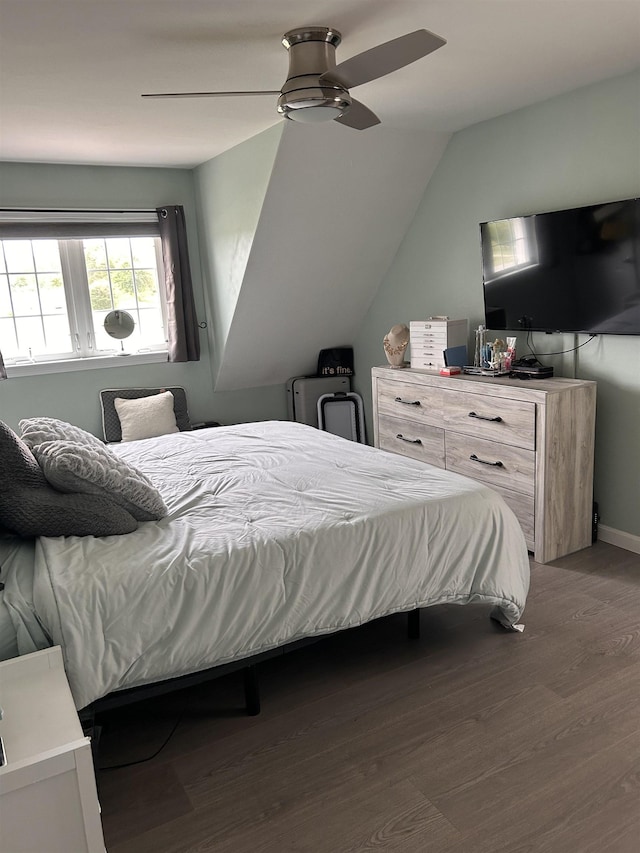 81 Cider St, Epping, NH 03042 - bedroom featuring wood finished floors, a ceiling fan, and lofted ceiling