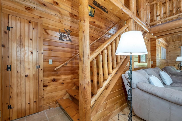 203 Orris Rd, Thornton, NH 03285 - staircase with wood walls
