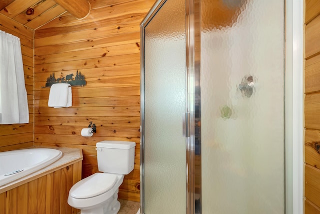 203 Orris Rd, Thornton, NH 03285 - full bathroom with a shower stall and wood walls