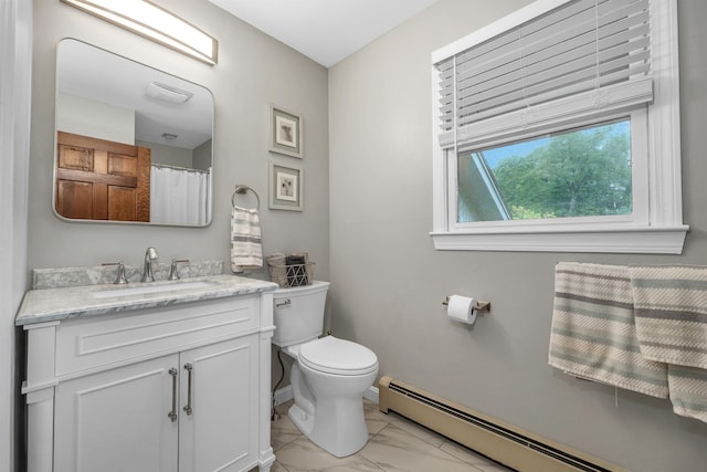 13 Kelso Dr, Bow, NH 03304 - full bath featuring baseboard heating, marble look tile flooring, and vanity