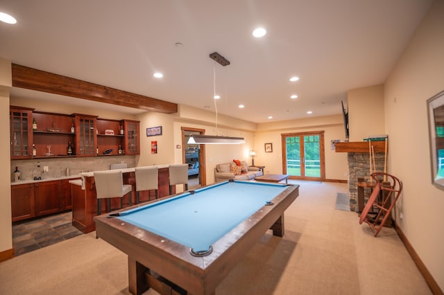 3B Freestyle Cir, Dover, VT 05356 - playroom featuring recessed lighting, billiards, carpet flooring, and wet bar