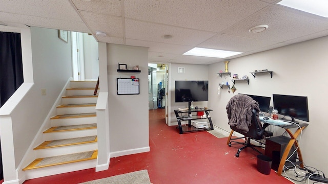 501 Bean Hill Rd Unit 32, Northfield, NH 03276 - home office with a paneled ceiling and finished concrete floors