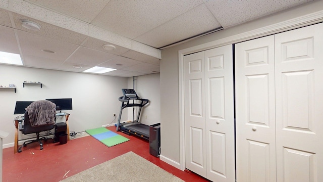 501 Bean Hill Rd Unit 32, Northfield, NH 03276 - exercise area with a paneled ceiling