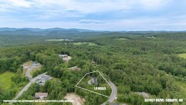 52 Jeffrey Dr, Sunapee, NH 03782 - aerial view of property's location featuring property parcel outlined and a mountain backdrop
