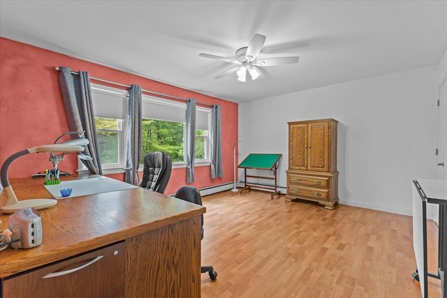 89 Catella Rd, Essex, VT 05452 - office with light wood-style flooring, a ceiling fan, and a baseboard heating unit